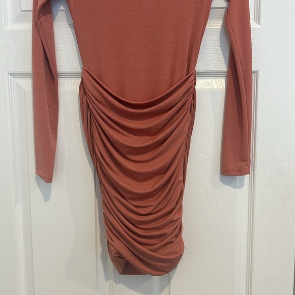 Naked Wardrobe long sleeve dusty mauve pink mini dress size medium - Picture 5 of 5